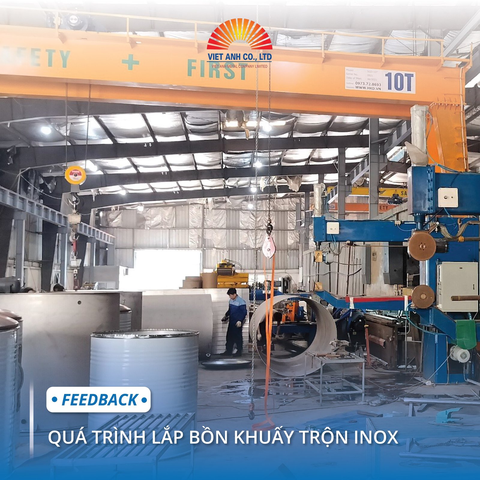 Quá trình lắp bồn khuấy trộn Inox Việt Anh