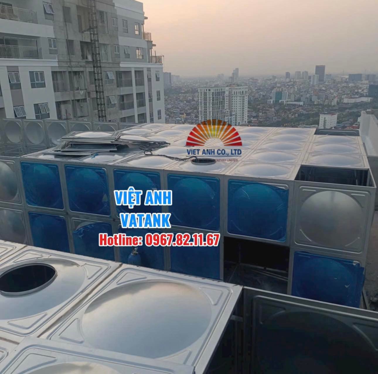 Bồn bể lắp ghép inox cỡ lỡn 500m3 tại dự án nhà ở xã hội ở Hải Phòng.