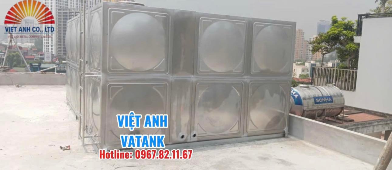 Thi công bồn nước inox lắp ghép tại vị trí tầng mái