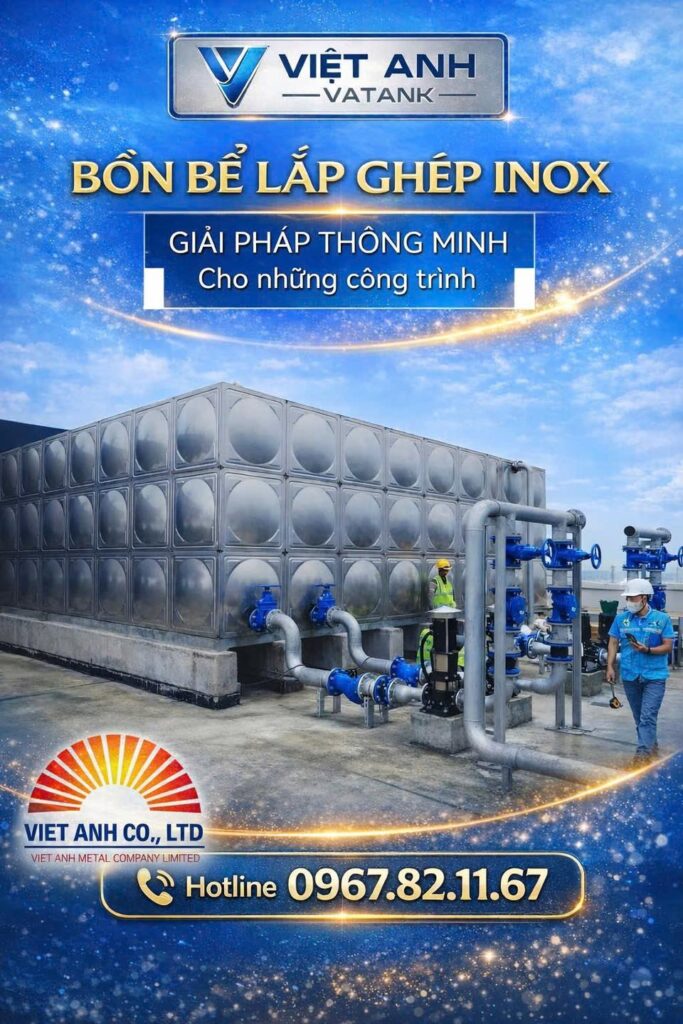 Bồn bể lắp ghép inox Việt Anh VATANK chất lượng cao, bền bỉ và an toàn khi sử dụng