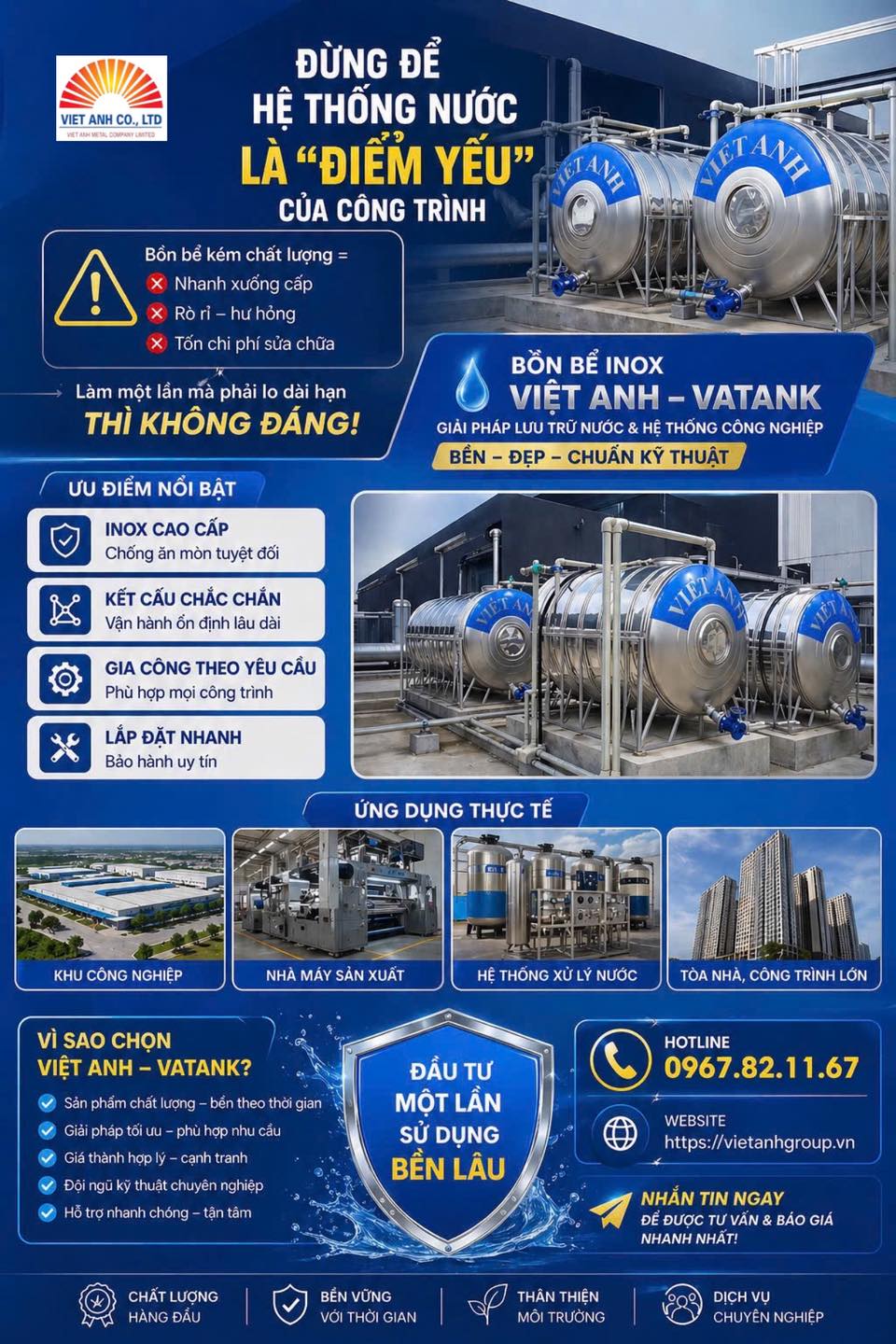 Bồn inox công nghiệp chống gỉ chống ăn mòn hiệu quả