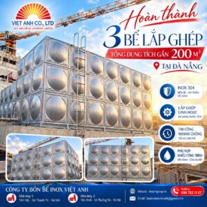Bồn inox lắp ghép dung tích lớn với kết cấu linh hoạt cho các công trình công nghiệp